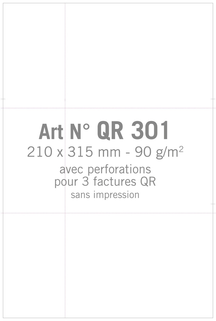 Art. QR301 QR Facture Triple sans impression + perforation 3 x QR - prix au 0/00