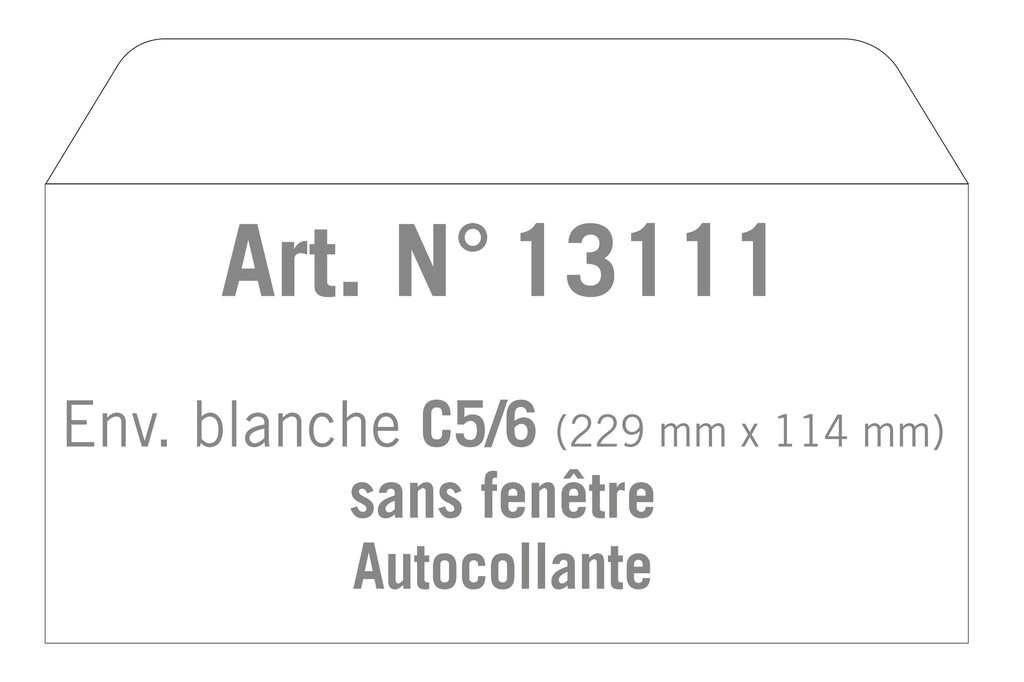 Art. 13111 Enveloppe C5/6 blanche autocollante sans fenêtre - prix par carton de 500 ex.