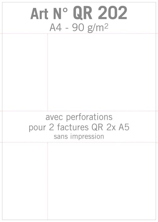 Art. QR202  QR Facture double sans impression + 2 perforations (2 x A5) - prix au 0/00