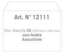 Art. 12111 Enveloppe C5 blanche autocollante sans fenêtre - prix par carton de 500 ex.