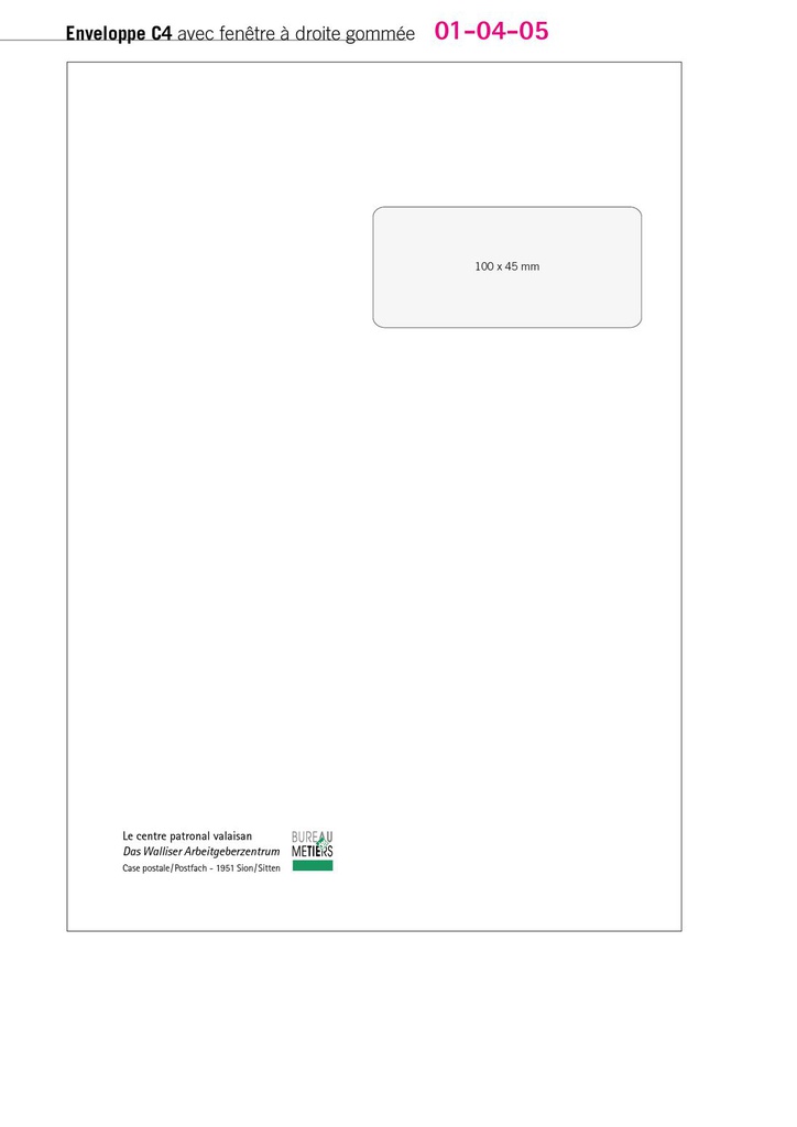 01-04-04 Enveloppes C4 Bureau des Métiers prontfix  avec fenêtre (copie)