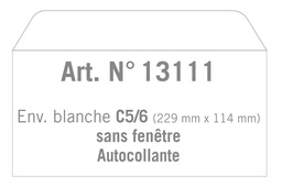Art. 13111 Enveloppe C5/6 blanche autocollante sans fenêtre - prix par carton de 500 ex.