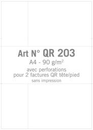 Art. QR203  QR Facture double sans impression + perforation (tête et pied) - prix au 0/00